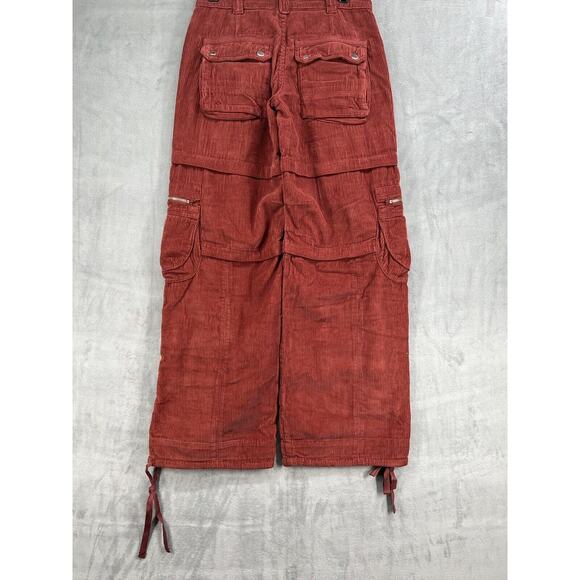 New Free People Last Time Stacked Cargo Cord Pants Size 0 Red - Picture 5 of 9